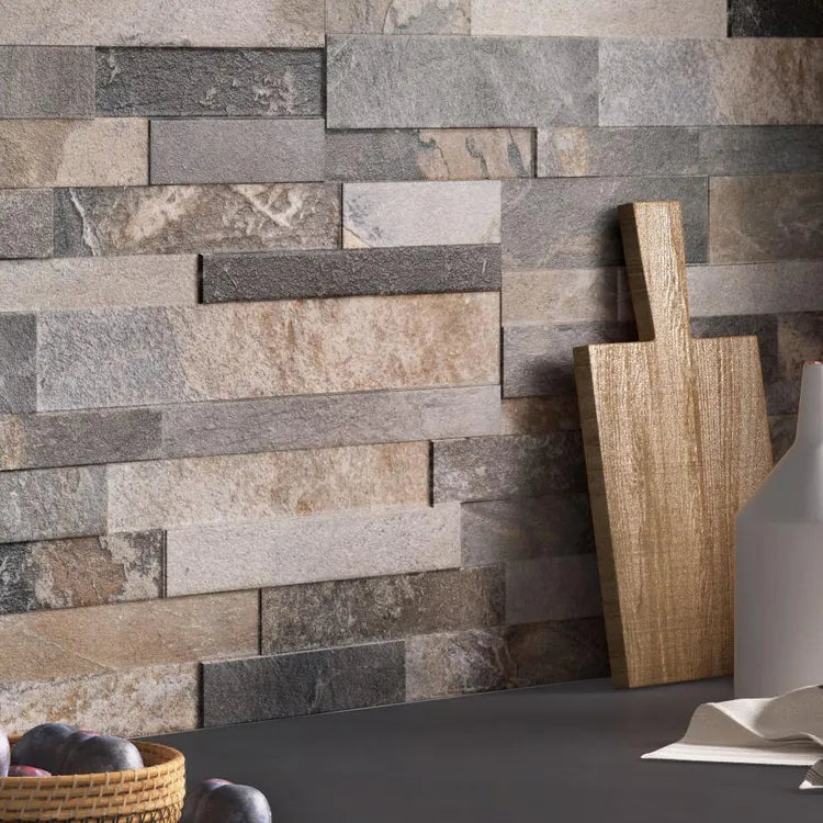 Carrelage mur intérieur effet pierre multicolor Oakland stone l.15 x L.61 cm SAD