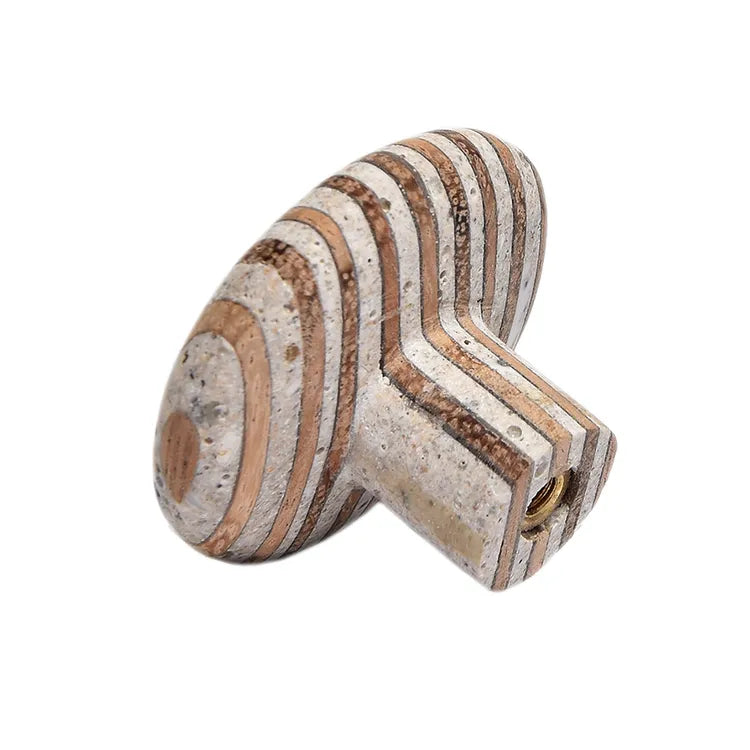 Bouton de meuble rond Marbré, bois marron, Diam.40 mm