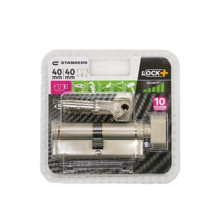 Cylindre de serrure STANDERS Lock+ à bouton L.40 + 40mm 5 clés