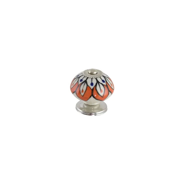 Bouton de meuble rond, céramique multicouleur, Diam.46 mm