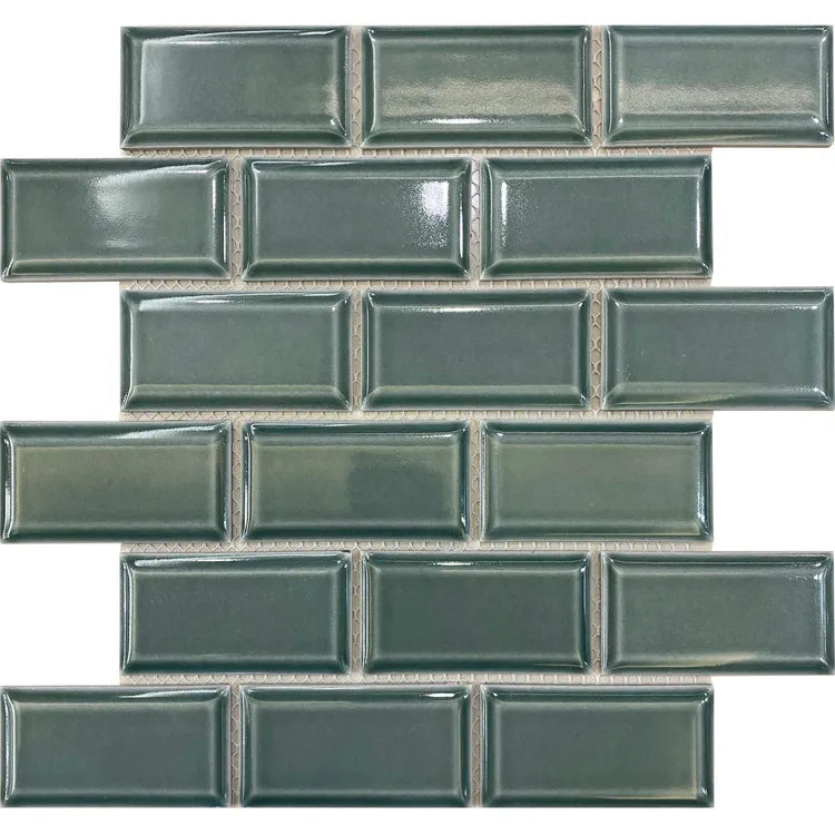 1 plaque de mosaïque Metro porcelaine vert 28.8 x 34 cm ARTENS