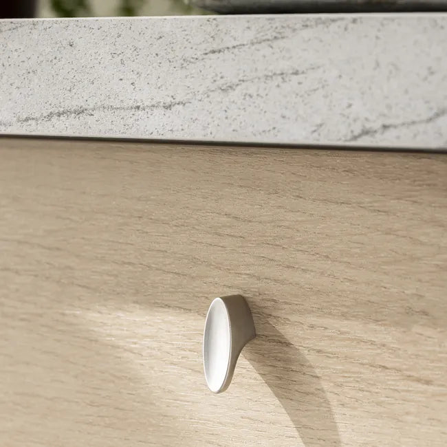 Bouton de meuble ovale Elisse, zamak nickel peint L.15.3 mm