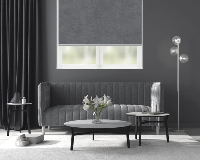 Store enrouleur occultant Velvet gris, l.75 x H.190 cm, DECOSOL DELUXE