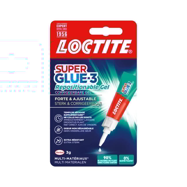 Colle de réparation Cyanoacrylate Super glue 3 repositionable gel LOCTITE, 3g tr