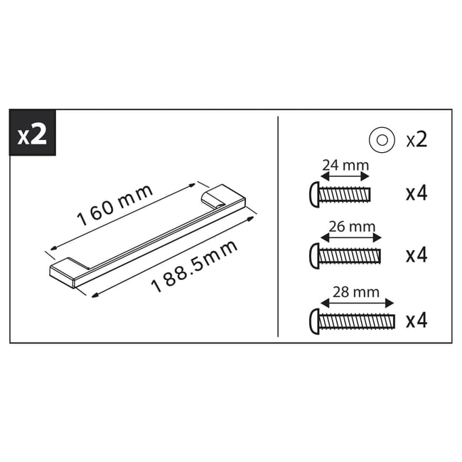 Lot de 2 poignées de cuisine Poros aluminium INSPIRE 188.5 mm