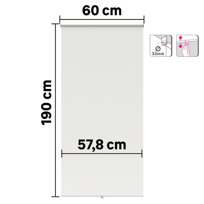 Store enrouleur occultant Bossa blanc, l.60 x H.190 cm remontée auto, INSPIRE
