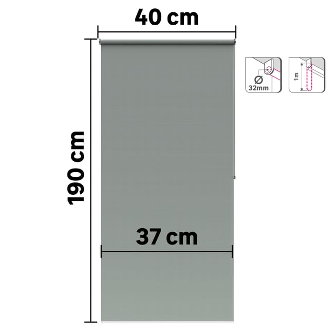Store enrouleur tamisant Samba vert, l.40 x H.190 cm, INSPIRE