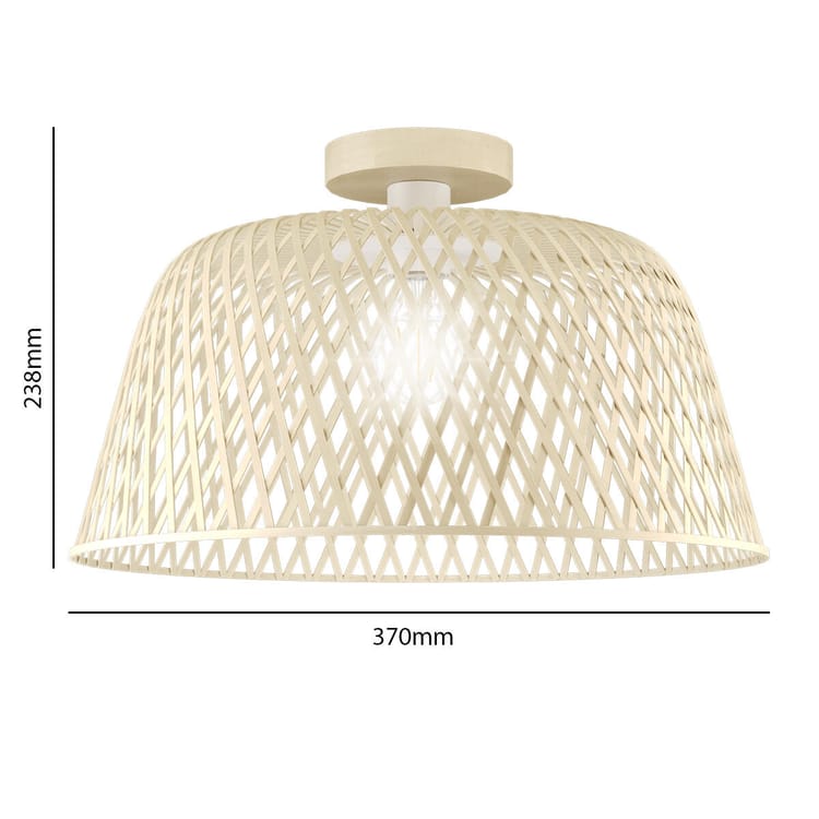 Plafonnier salle de bain Stowell E27, D.38 cm, bambou Eglo