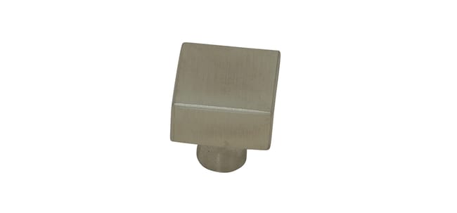 Bouton de meuble carré Carré, inox argent brossé, l.19 mm