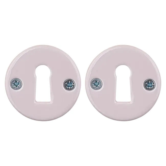 2 rosaces ALPERTEC trou de clé Lizon,porcelaine rose C3