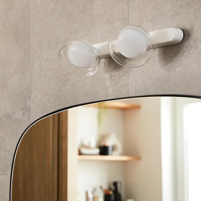 Rampe 2 spots SDB module led IP44, design, métal, blanc INSPIRE Suren