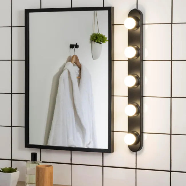 Applique salle de bain Lizz 5 boules E14, noir, Inspire