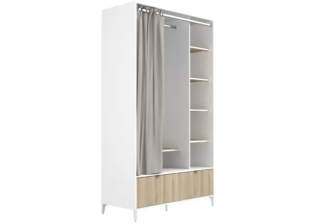Kit dressing Quotidien avec tiroirs, blanc et chêne H.214 x l.121.5 x P.53cm