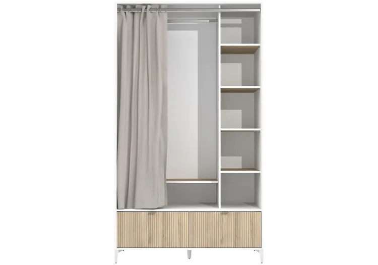 Kit dressing Quotidien avec tiroirs, blanc et chêne H.214 x l.121.5 x P.53cm