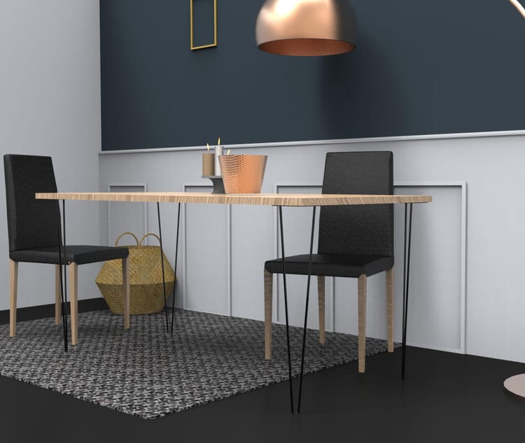 Pied de table design CIME, noir, hauteur 71 cm