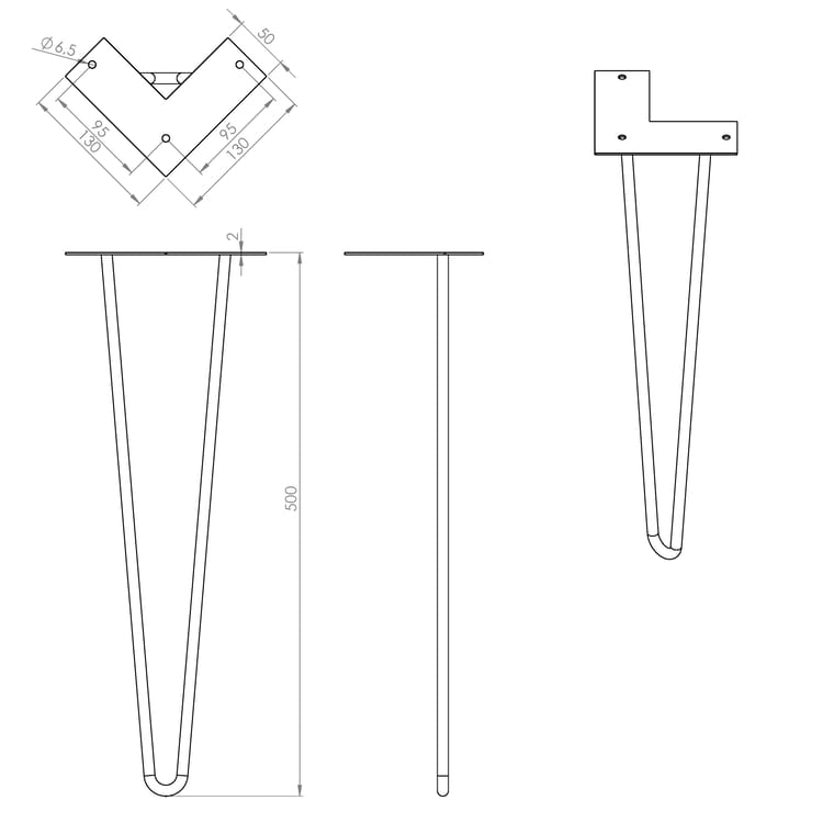Pied table design CIME fixe acier brut gris
