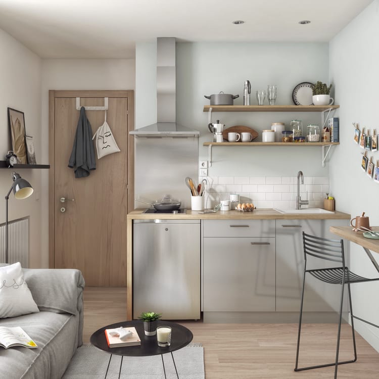 Porte de cuisine Sevilla gris métal brillant H.76.8 x l.44.7 cm