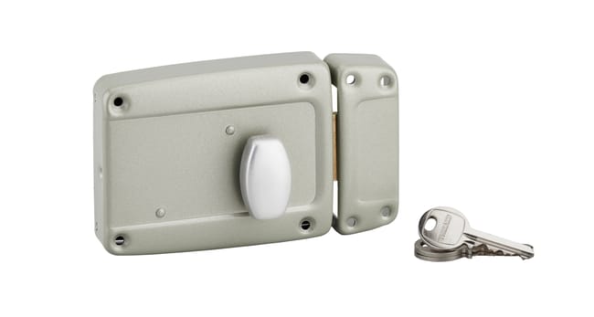 Serrure de garage en applique, horizontale, bouton poussoir, sens droit THIRARD