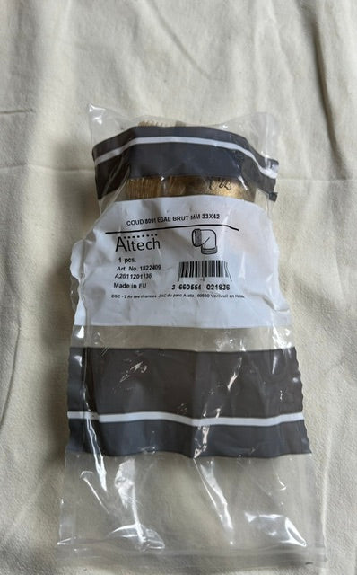 Coude 90° égal brut Mâle-Mâle (MM) 33x42 (1"1/4)