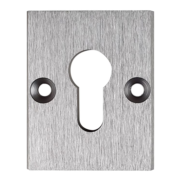 2 rosaces blindées cylindre Securit ALPERTEC alu anodisé gris, H. 65mm x l. 52mm