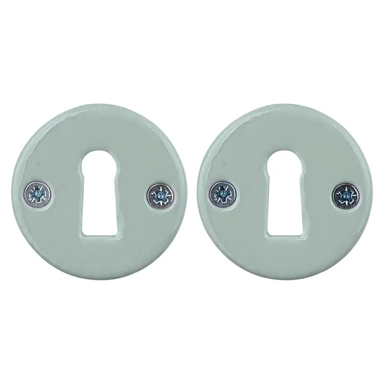2 rosaces ALPERTEC trou de clé Lizon, porcelaine vert G4