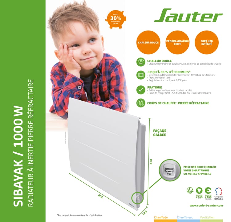 Radiateur électrique à inertie sèche 1000 W SAUTER Sibayak