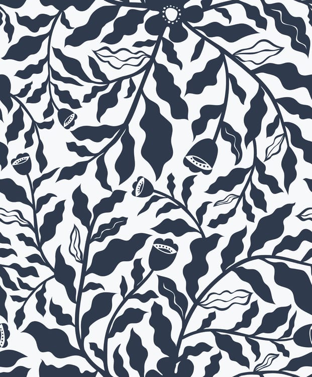 Papier peint intissé Mono stems bleu