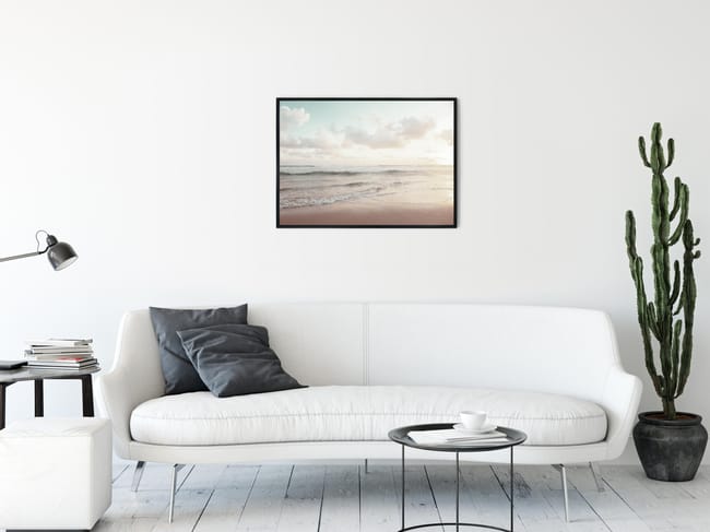 Affiche Bord de mer, beige, bleu l.50 x H.70 cm