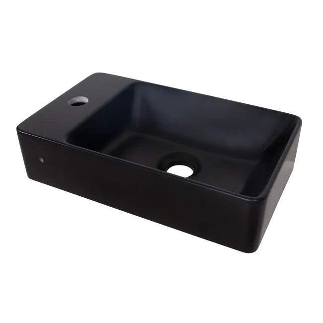 Lave-mains résine rectangulaire noir l.40 x P.23 cm, Smart