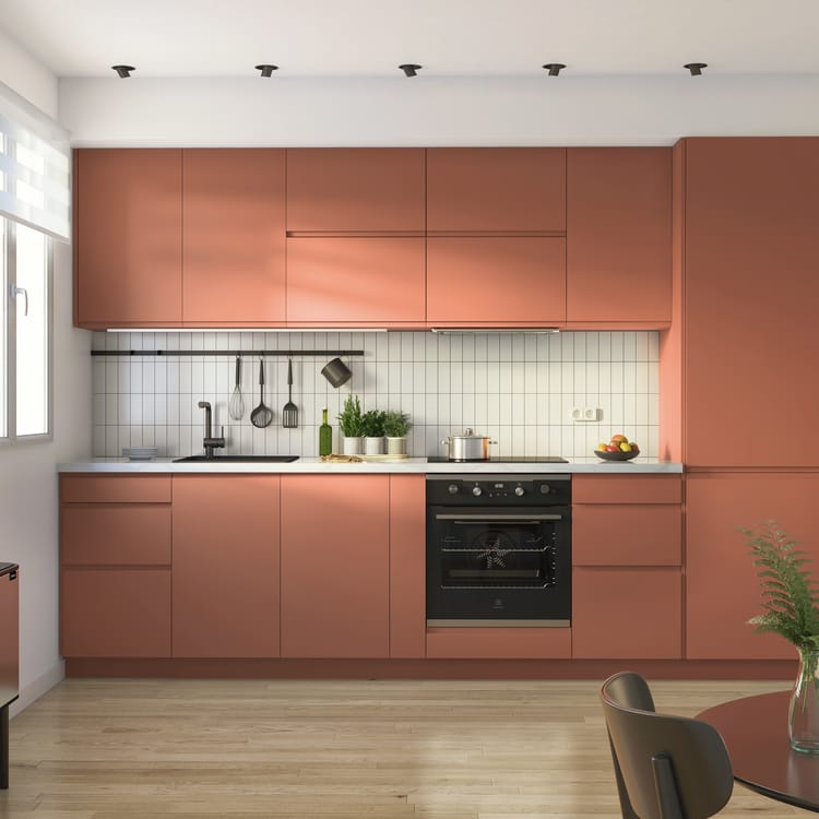 Plinthe de cuisine avec bavette Tokyo, terracotta H.15 x L.240 cm, Ep.19 mm
