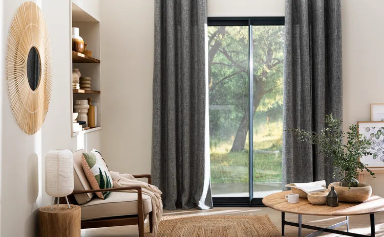 Rideau tamisant, Tricot, coton, gris H.250 x l.140 cm INSPIRE