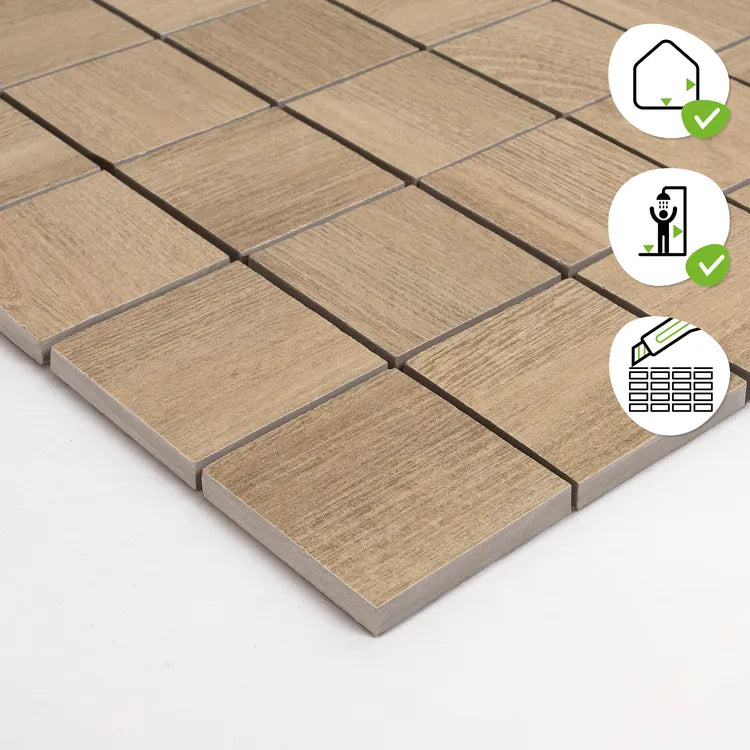 1 plaque de mosaïque sol / mur Balade porcelaine effet bois 29.7 x 29.7 cm ARTEN