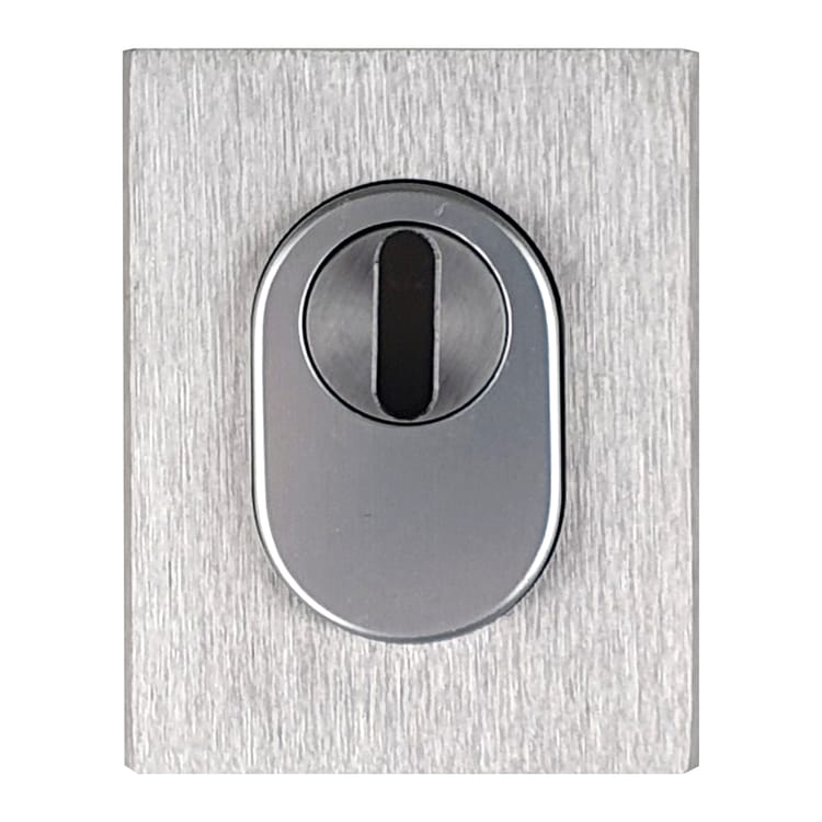 2 rosaces blindées cylindre Securit ALPERTEC alu anodisé gris, H. 65mm x l. 52mm