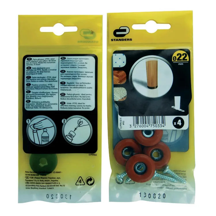 Lot de 4 patins en plastique haute densité (ptfe) STANDERS