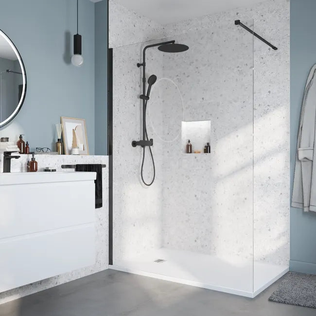 Paroi de douche à l'italienne verre transparent l.140 cm noir Remix