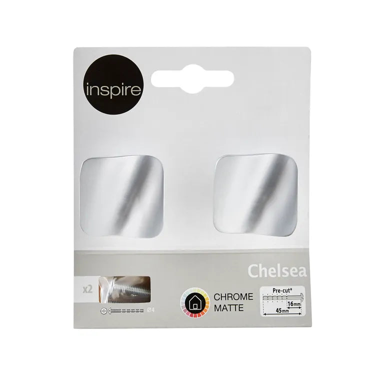 2 boutons de meuble Chelsea en zamak argent mat, l. 32 x P. 26 mm