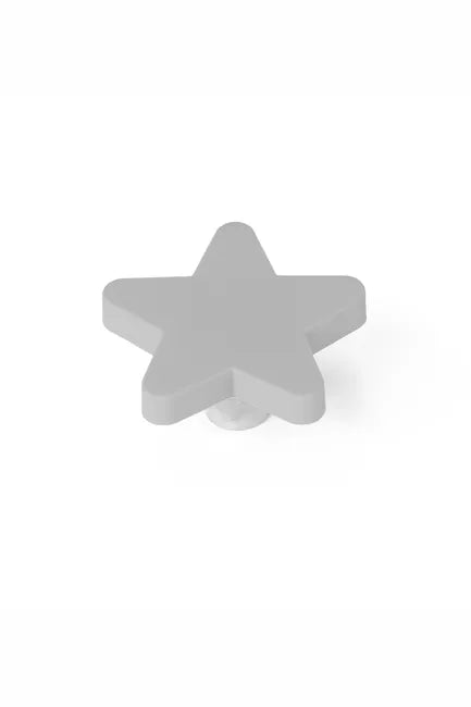 Bouton de meuble étoile, pvc gris
