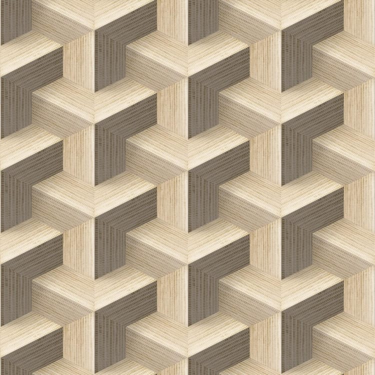 Papier peint intissé Paille cube beige