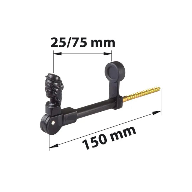 Arrêt bergère de volet noir pour volet de 40 à 70 mm d'épaisseur, ⌀10 x L.150 mm