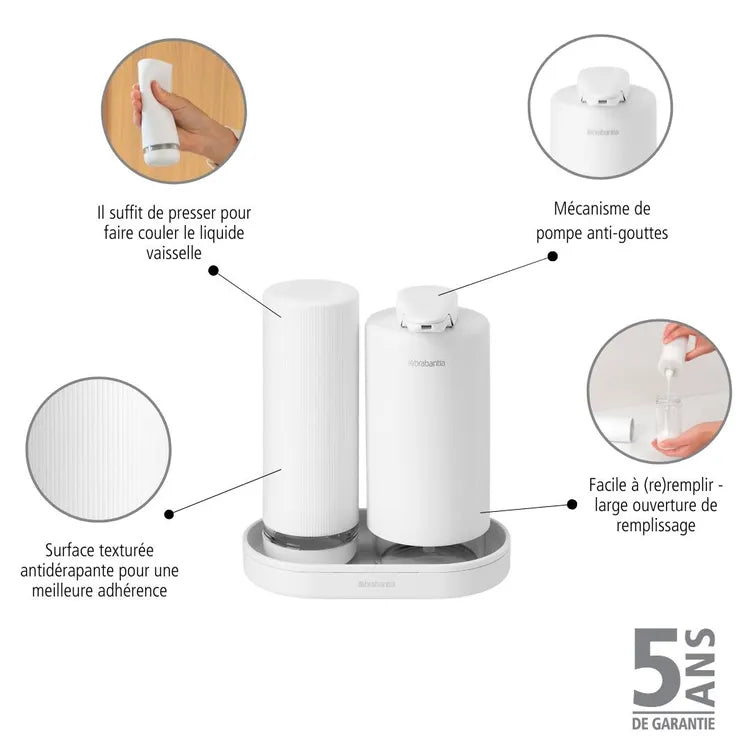Set distributeur de savon et liquide vaisselle Sinkstyle blanc BRABANTIA