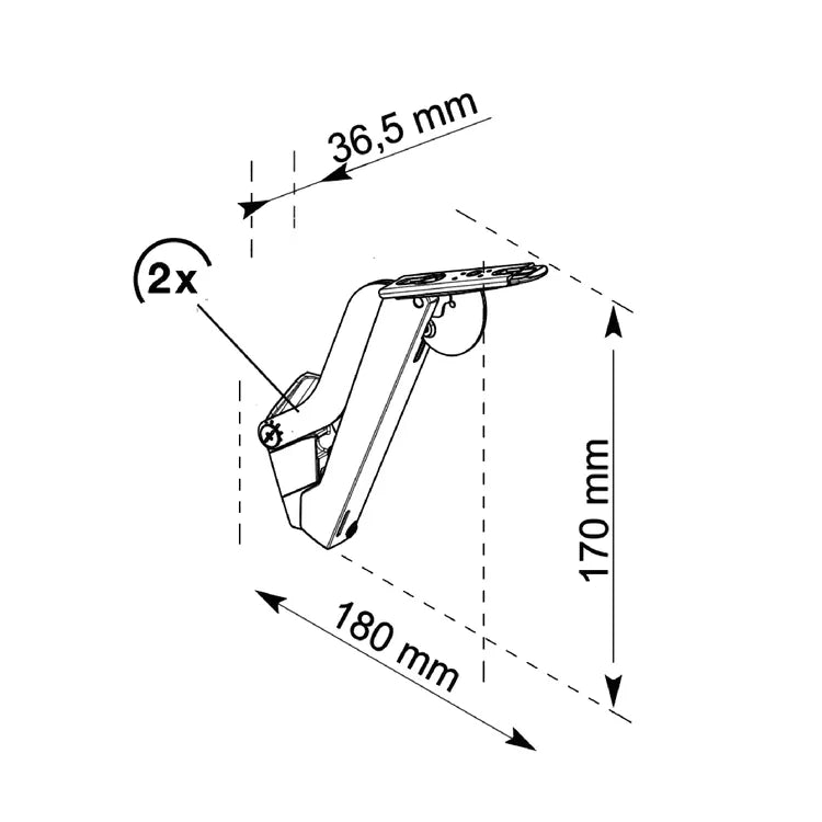 Lot de 2 Relevables ouverture à angle droit à partir de l.45xH.26cm