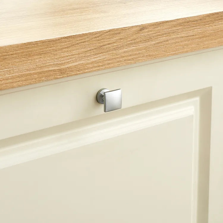 Bouton de meuble carré Cubic, zamak argent chromé, l.20 mm