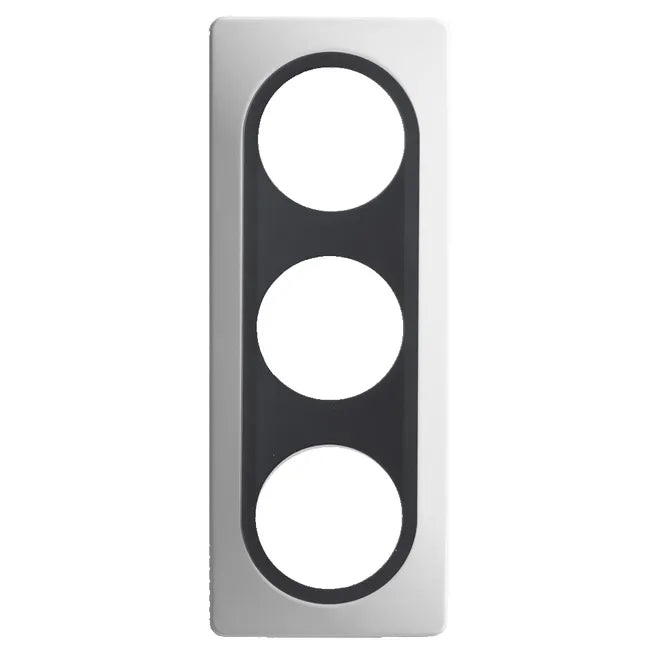 Plaque triple Epure, blanc insert anthracite