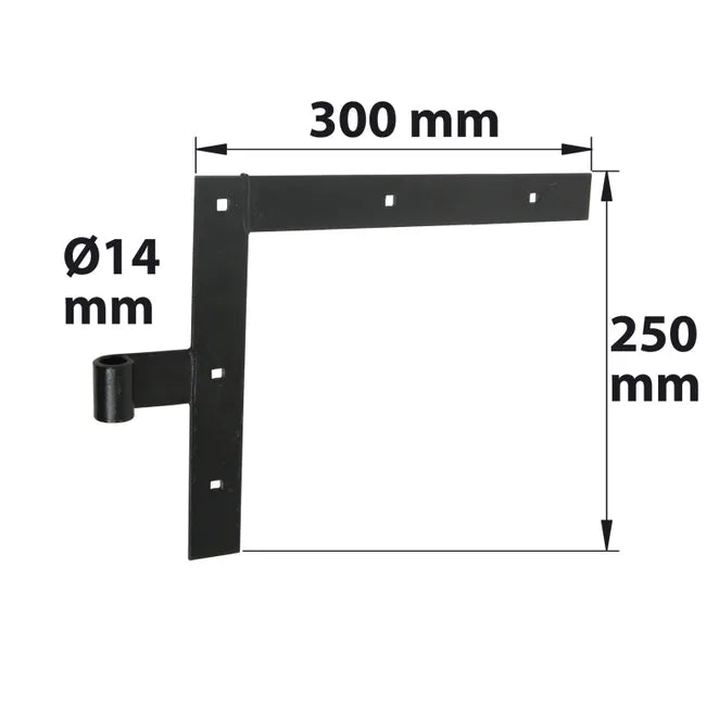 Paire d'équerres en acier noir prépeint, Diam.14 x H.250 x L.362 x P.23 mm AFBAT