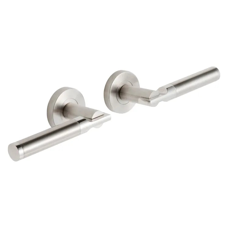 2 poignées sur rosace INSPIRE Victoria gris brossé, inox sans trou