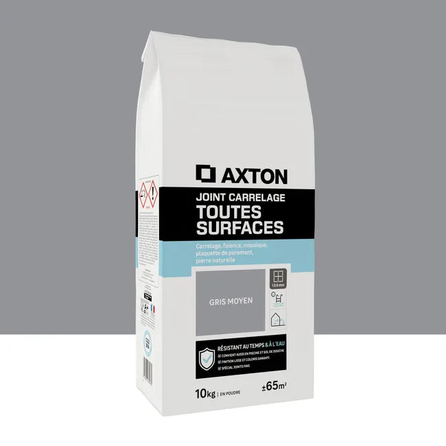 Joint tous types de carrelage et mosaïque AXTON gris moyen 10kg