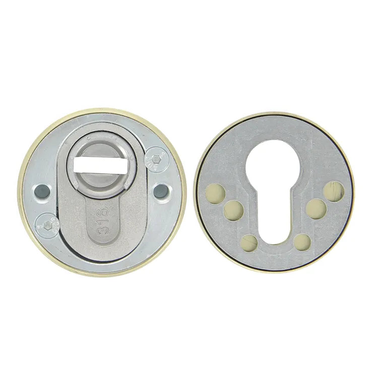 2 rosaces de fonction blindées cylindre LINEA BERTOMANI D.53mm, laiton poli/inox