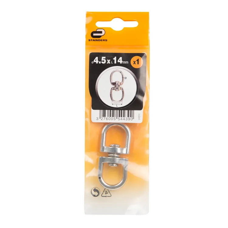 Touret zamak nickelé STANDERS, L.50 x l.23 x Ep.4.4 mm