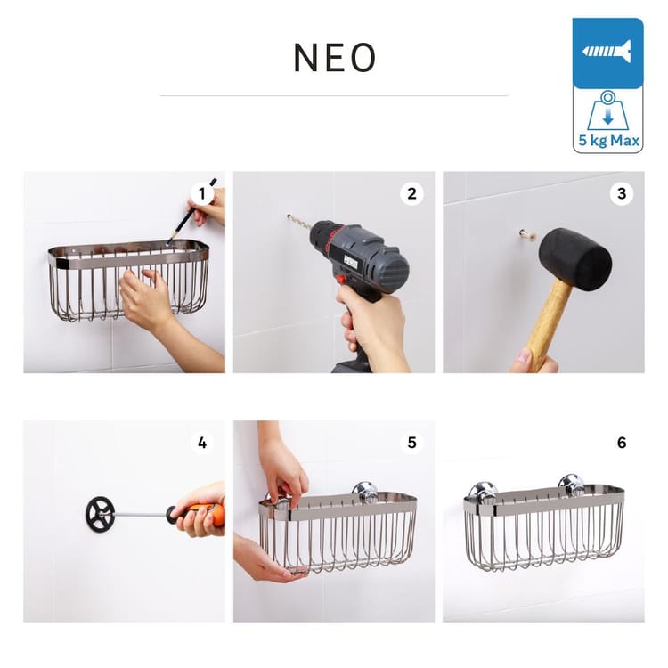 Etagère de douche chromé à visser / à monter mur SENSEA