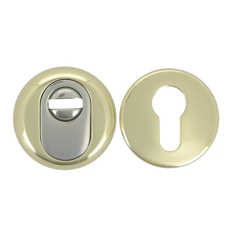 2 rosaces de fonction blindées cylindre LINEA BERTOMANI D.53mm, laiton poli/inox